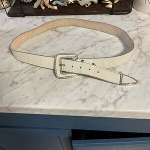 Rods XL Chic White Belt with Silver Detailing genuine leather